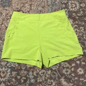 Forever 21 chartreuse scalloped detail shorts